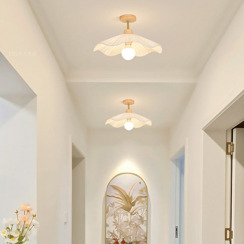 Contemporary Coastal Wave Wood Semi-Flush Mount Light for Living Room