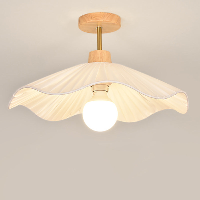 Contemporary Coastal Wave Wood Semi-Flush Mount Light for Living Room