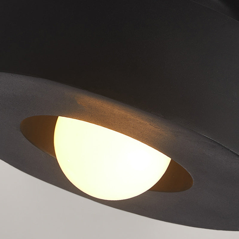 Contemporary Nordic Round Plastic Semi-Flush Mount Ceiling Light - 1-Light Fixture for Living Room