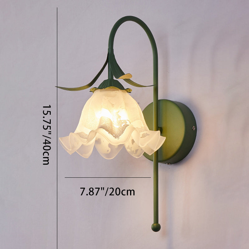 Contemporary Retro Flower Wall Sconce Lamp - 1-Light Iron Glass Fixture for Living Room Decor