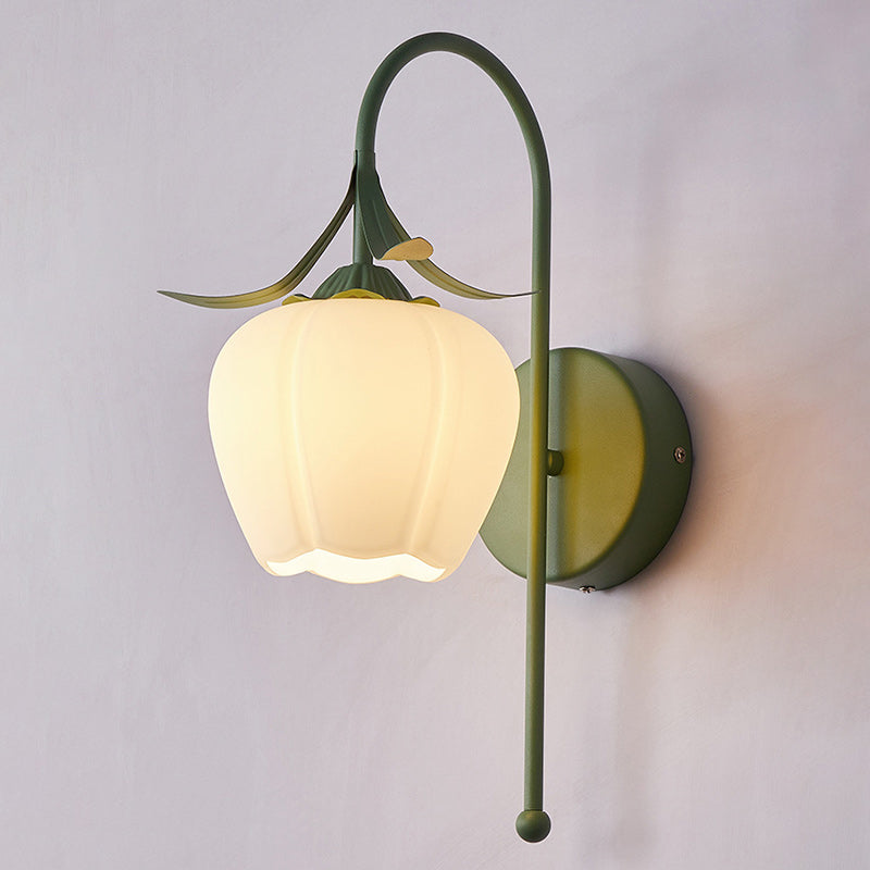 Contemporary Retro Flower Wall Sconce Lamp - 1-Light Iron Glass Fixture for Living Room Decor