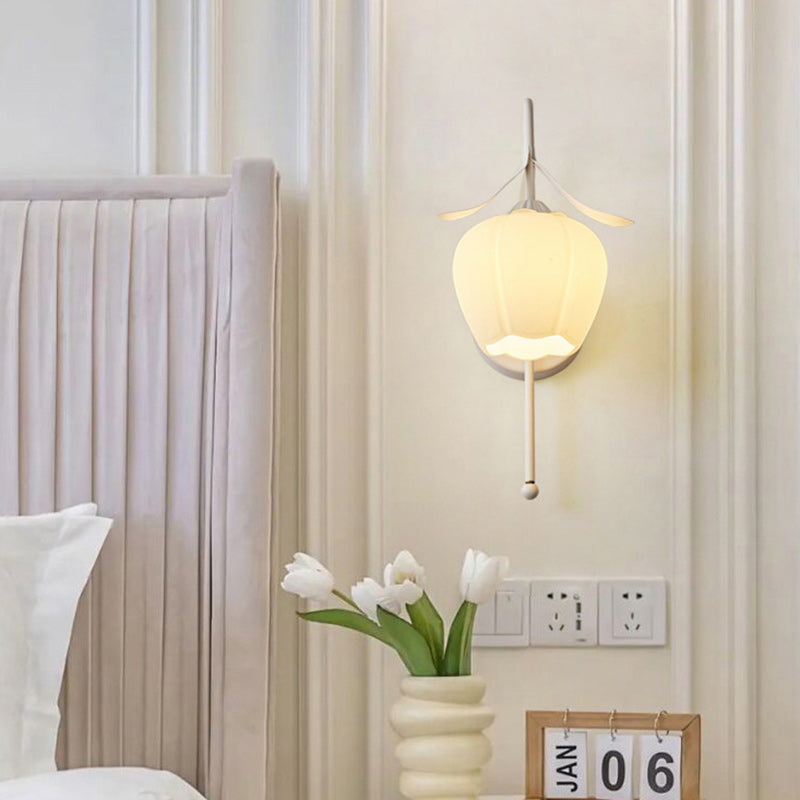 Contemporary Retro Flower Wall Sconce Lamp - 1-Light Iron Glass Fixture for Living Room Decor