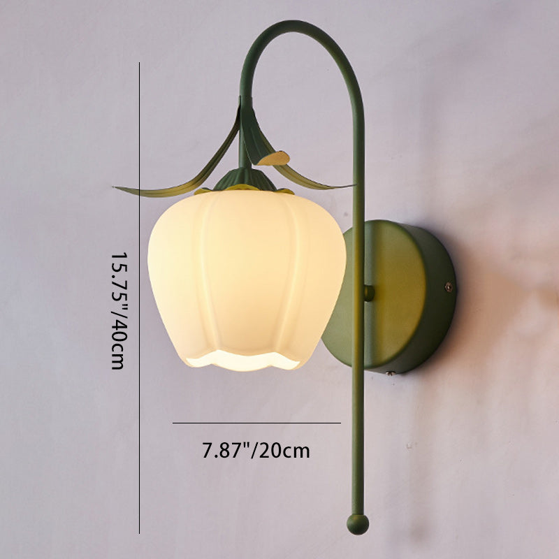 Contemporary Retro Flower Wall Sconce Lamp - 1-Light Iron Glass Fixture for Living Room Decor