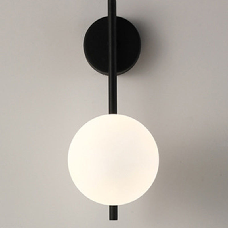 Contemporary Nordic Globe Iron Glass Wall Sconce - 1-Light Living Room Lamp