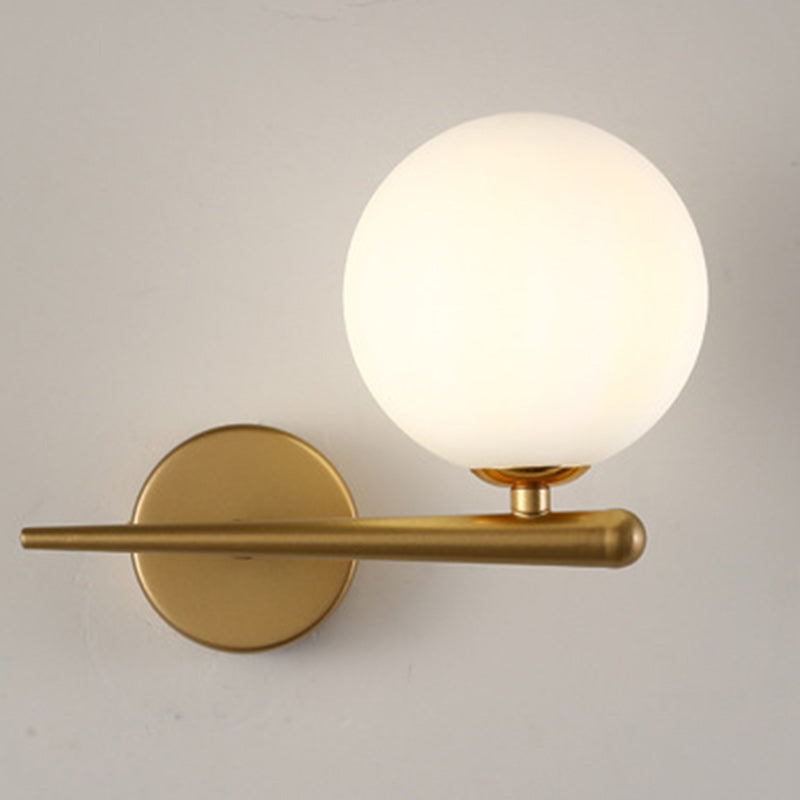 Contemporary Nordic Globe Iron Glass Wall Sconce - 1-Light Living Room Lamp