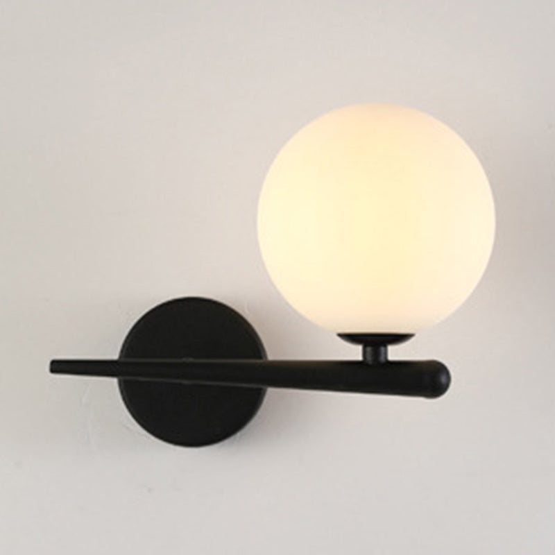 Contemporary Nordic Globe Iron Glass Wall Sconce - 1-Light Living Room Lamp