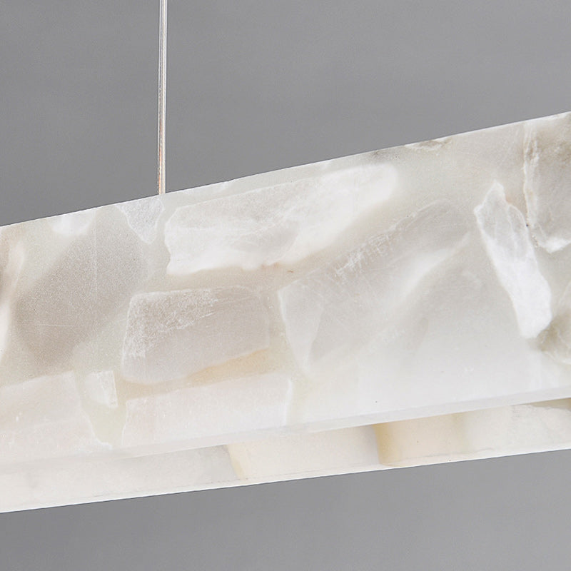 Contemporary Luxury Rectangular Iron Stone LED Island Chandelier for Dining Room