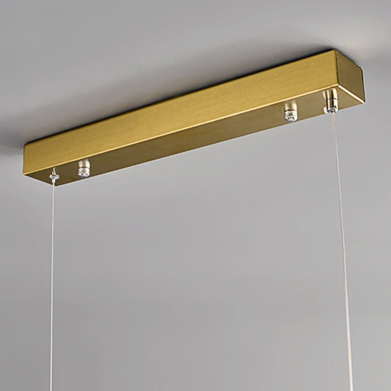 Contemporary Luxury Rectangular Iron Stone LED Island Chandelier for Dining Room