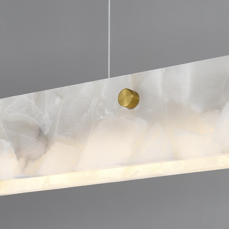 Contemporary Luxury Rectangular Iron Stone LED Island Chandelier for Dining Room