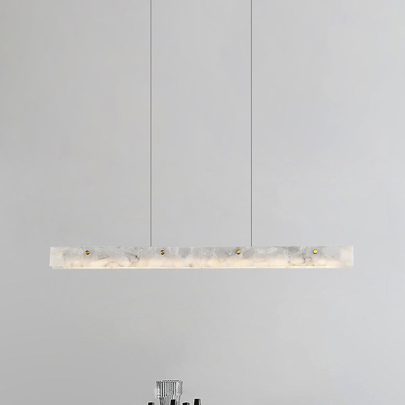 Contemporary Luxury Rectangular Iron Stone LED Island Chandelier for Dining Room