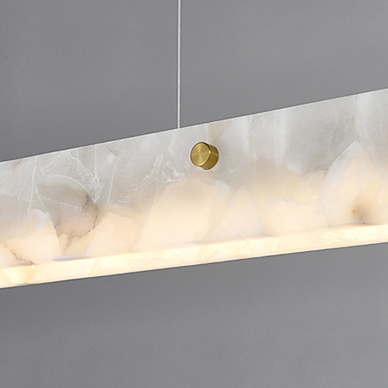 Contemporary Luxury Rectangular Iron Stone LED Island Chandelier for Dining Room
