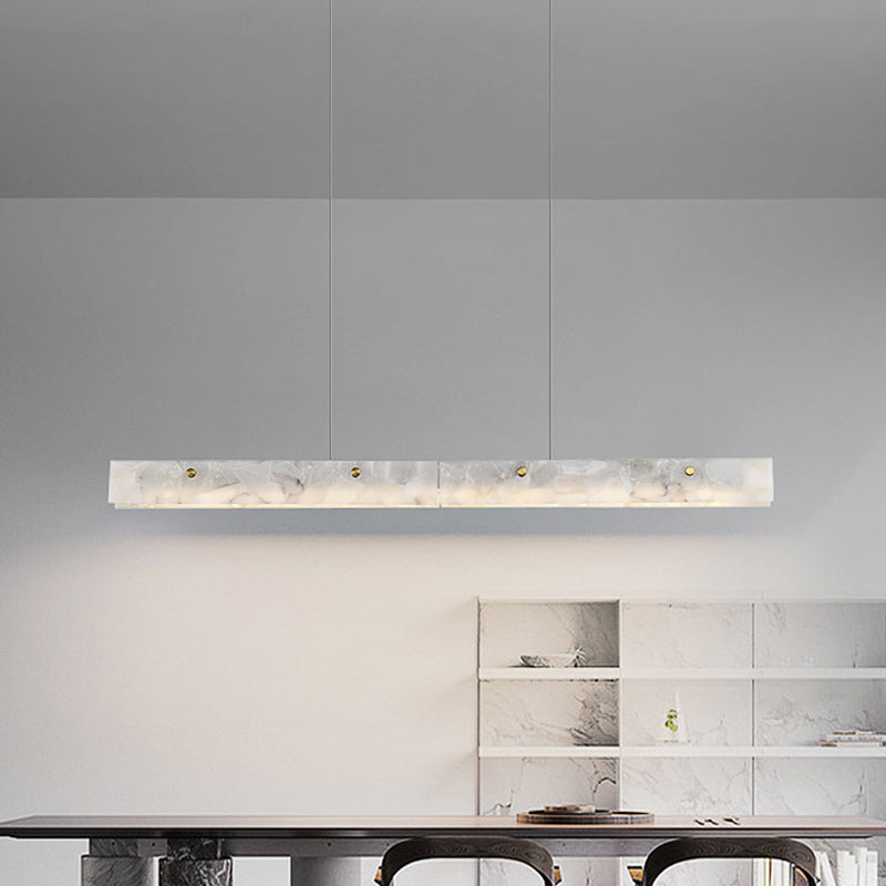 Contemporary Luxury Rectangular Iron Stone LED Island Chandelier for Dining Room