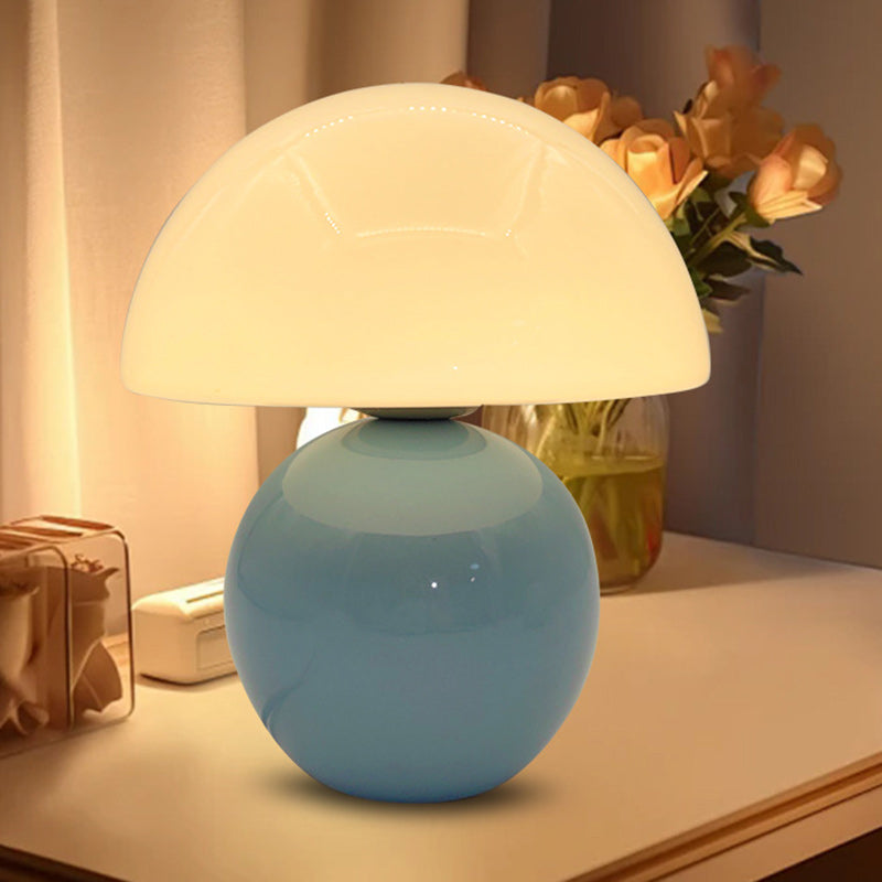 Contemporary Nordic Round Ceramic Glass 1-Light Table Lamp for Living Room, Modern Minimalist Lighting Fixture, Stylish Home Decor Lamp, Elegant Nightstand Light, Unique Accent Lighting for Interior Design, Scandinavian Design Table Lamp