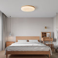 Traditional Japanese Round Iron Wood Plastic LED Ceiling Light for Living Room
