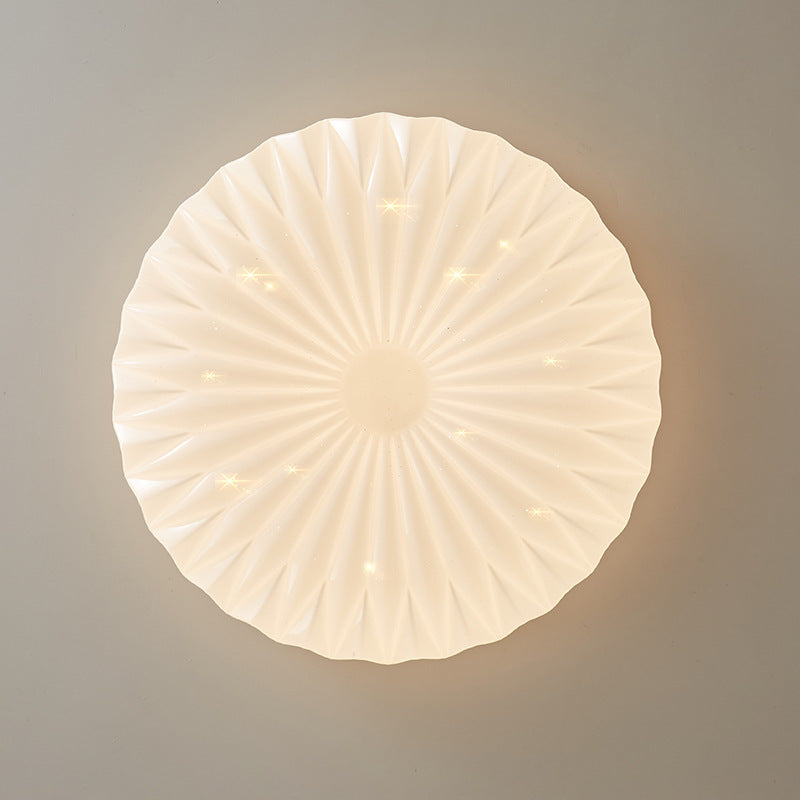 Traditional Japanese Round Iron Wood Plastic LED Ceiling Light for Living Room