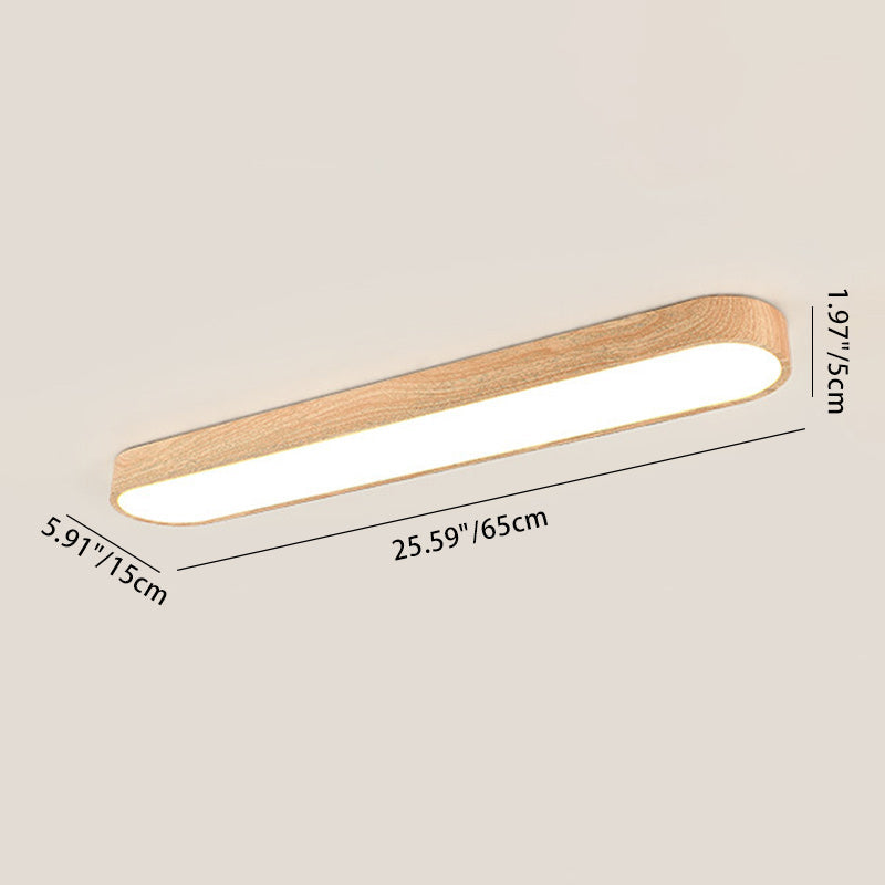 Contemporary Nordic LED Flush Mount Ceiling Light for Living Room, Rectangular Wood and Acrylic Design, Modern Interior Lighting, Stylish Home Decor.