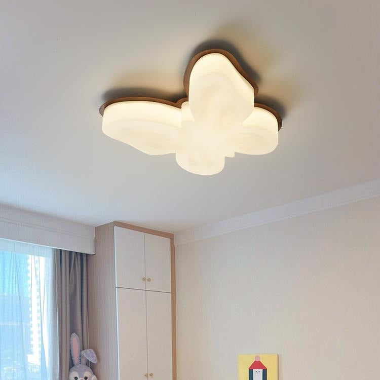Contemporary Nordic Butterfly Iron Plastic LED Kids Semi-Flush Mount Ceiling Light Living Room Bedroom Modern Lighting Fixtures Childrens Room Decor Stylish Illumination Energy Efficient Design Playful Ceiling Light Fixture Home Decor Lighting for Kids