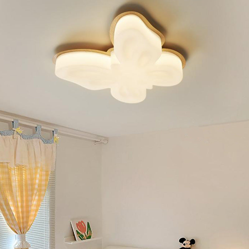 Contemporary Nordic Butterfly Iron Plastic LED Kids Semi-Flush Mount Ceiling Light Living Room Bedroom Modern Lighting Fixtures Childrens Room Decor Stylish Illumination Energy Efficient Design Playful Ceiling Light Fixture Home Decor Lighting for Kids
