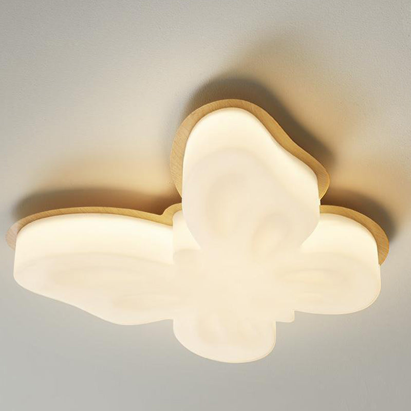 Contemporary Nordic Butterfly Iron Plastic LED Kids Semi-Flush Mount Ceiling Light Living Room Bedroom Modern Lighting Fixtures Childrens Room Decor Stylish Illumination Energy Efficient Design Playful Ceiling Light Fixture Home Decor Lighting for Kids