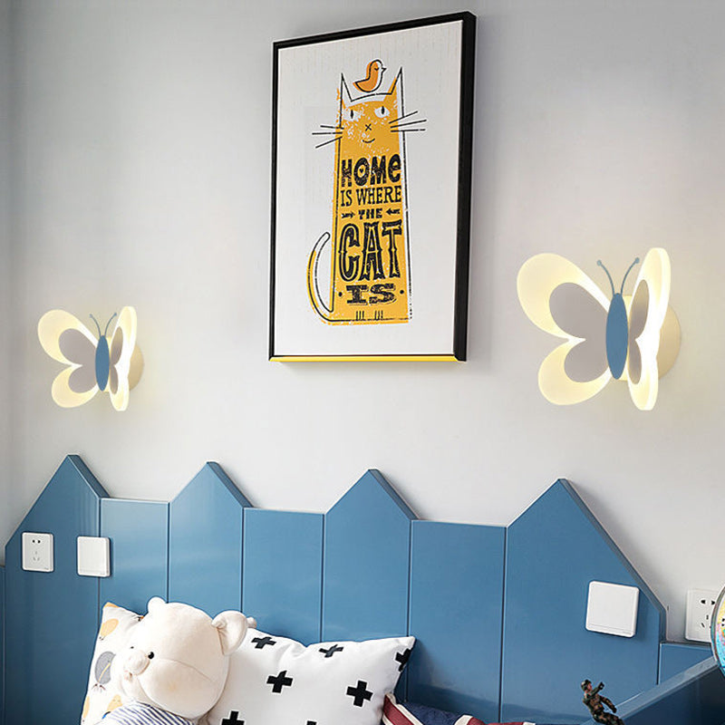 Contemporary Butterfly Iron Glass LED Kids Wall Sconce Lamp for Living Room, Modern Decorative Lighting Fixture, Unique Butterfly Design, Nursery Wall Light, Eco-Friendly LED Wall Lamp, Kids Room Decor, Stylish Butterfly Wall Sconce, Illumination for Chil