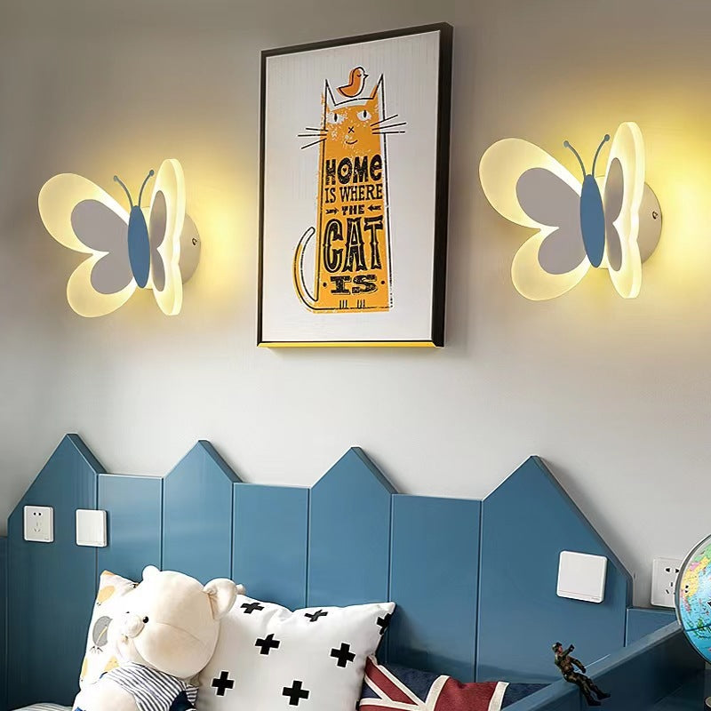 Contemporary Butterfly Iron Glass LED Kids Wall Sconce Lamp for Living Room, Modern Decorative Lighting Fixture, Unique Butterfly Design, Nursery Wall Light, Eco-Friendly LED Wall Lamp, Kids Room Decor, Stylish Butterfly Wall Sconce, Illumination for Chil