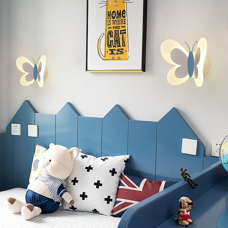 Contemporary Butterfly Iron Glass LED Kids Wall Sconce Lamp for Living Room, Modern Decorative Lighting Fixture, Unique Butterfly Design, Nursery Wall Light, Eco-Friendly LED Wall Lamp, Kids Room Decor, Stylish Butterfly Wall Sconce, Illumination for Chil