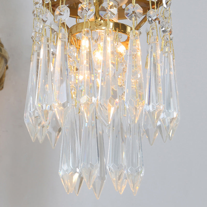 Traditional French Teardrop Copper Crystal Wall Sconce Lamp 

Illuminate your living room with this stunning traditional French teardrop wall sconce. Crafted from high-quality copper and adorned with exquisite crystal accents, this 1/2-light lamp adds a t