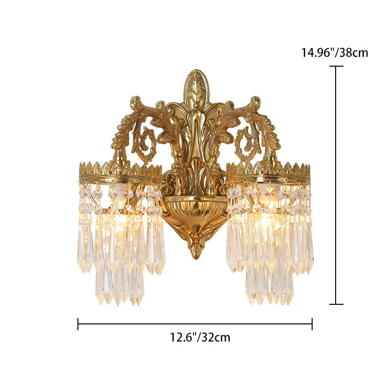 Traditional French Teardrop Copper Crystal Wall Sconce Lamp 

Illuminate your living room with this stunning traditional French teardrop wall sconce. Crafted from high-quality copper and adorned with exquisite crystal accents, this 1/2-light lamp adds a t