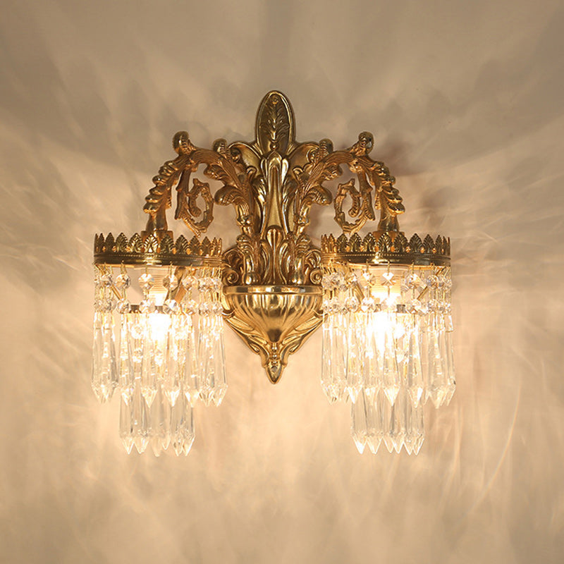 Traditional French Teardrop Copper Crystal Wall Sconce Lamp 

Illuminate your living room with this stunning traditional French teardrop wall sconce. Crafted from high-quality copper and adorned with exquisite crystal accents, this 1/2-light lamp adds a t