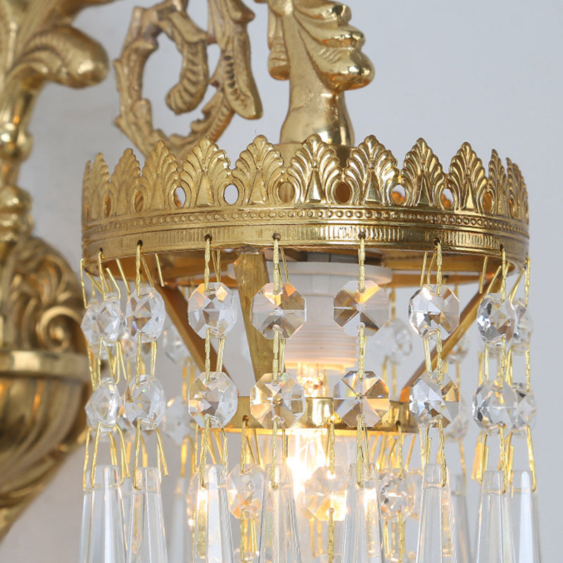 Traditional French Teardrop Copper Crystal Wall Sconce Lamp 

Illuminate your living room with this stunning traditional French teardrop wall sconce. Crafted from high-quality copper and adorned with exquisite crystal accents, this 1/2-light lamp adds a t