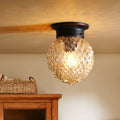 Vintage Globe Iron Glass Semi-Flush Mount Ceiling Light - Living Room Lighting Fixture
