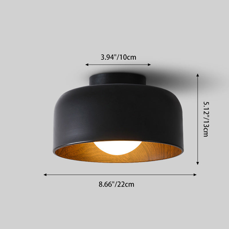 Contemporary Nordic Round Iron Glass 1-Light Semi-Flush Mount Ceiling Light