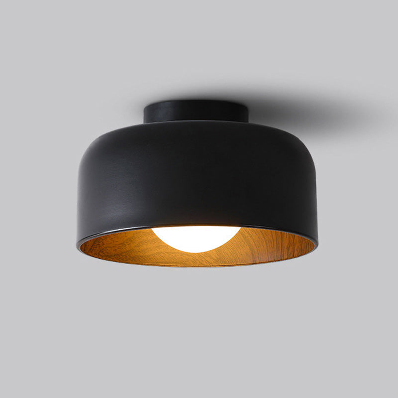 Contemporary Nordic Round Iron Glass 1-Light Semi-Flush Mount Ceiling Light