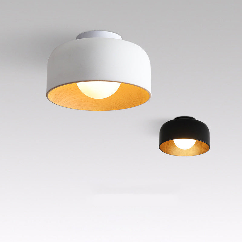 Contemporary Nordic Round Iron Glass 1-Light Semi-Flush Mount Ceiling Light
