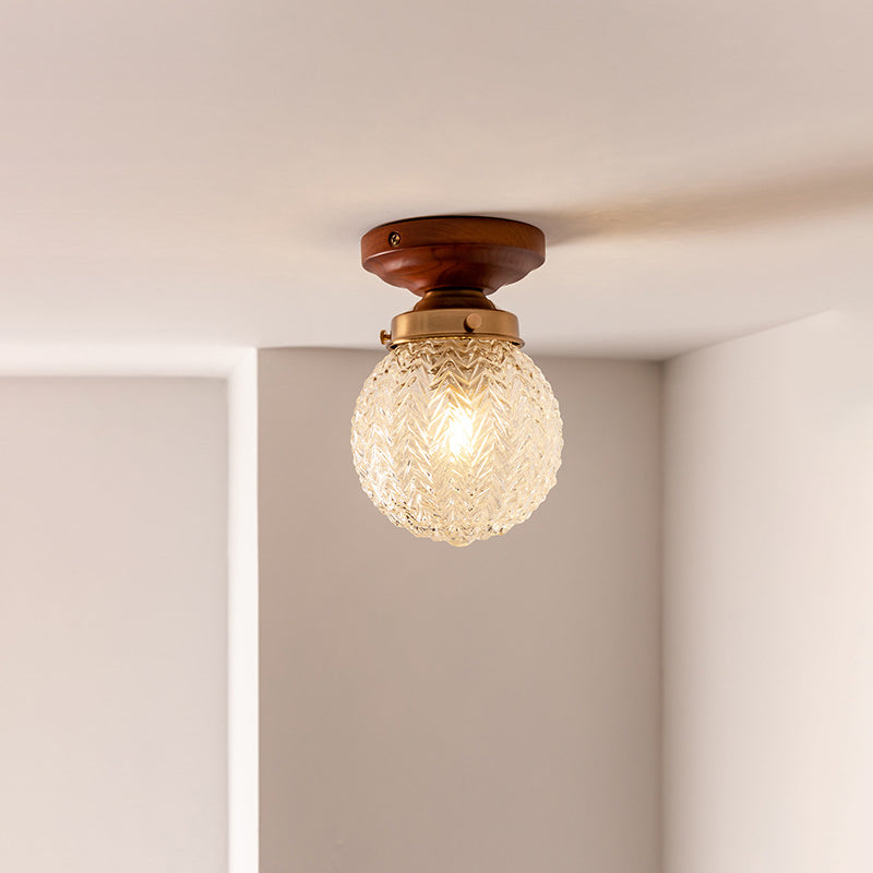 Vintage Globe Semi-Flush Mount Ceiling Light - 1-Light for Living Room Decor
