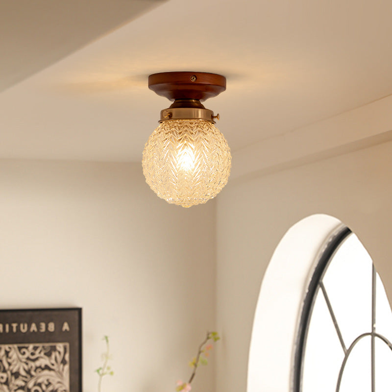 Vintage Globe Semi-Flush Mount Ceiling Light - 1-Light for Living Room Decor