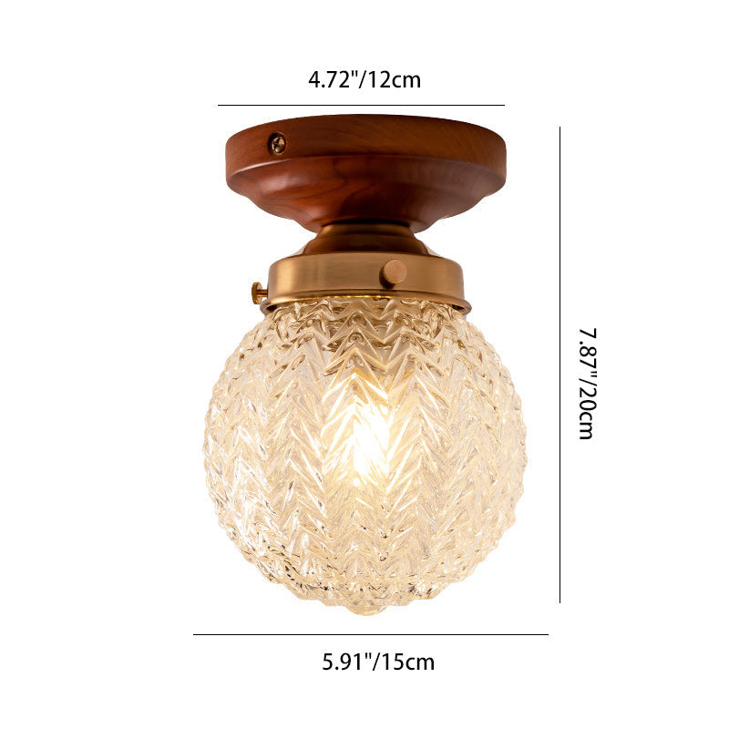 Vintage Globe Semi-Flush Mount Ceiling Light - 1-Light for Living Room Decor