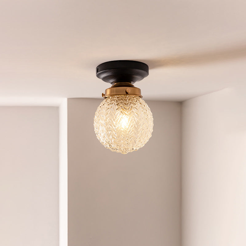 Vintage Globe Semi-Flush Mount Ceiling Light - 1-Light for Living Room Decor