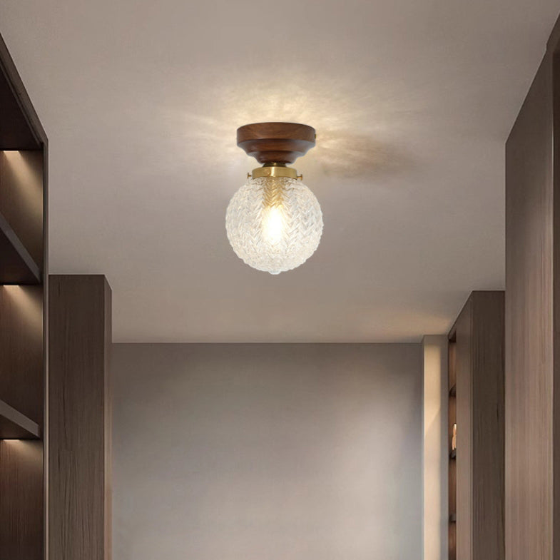 Vintage Globe Semi-Flush Mount Ceiling Light - 1-Light for Living Room Decor