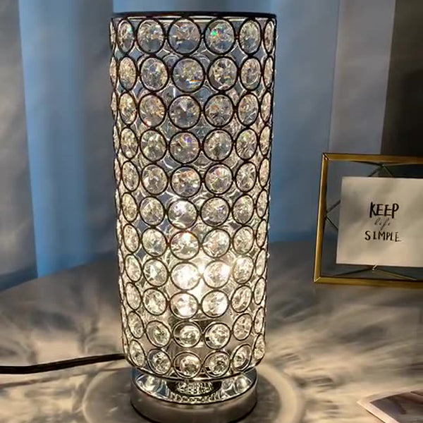 Modern Simplicity Cylinder Iron Crystal 1-Light Table Lamp for Living Room, Contemporary Style Desk Lighting, Minimalist Home Decor, Elegant Accent Lamp for Bedroom and Office, Industrial Design Table Lamp with Crystal Base, Stylish Lighting Fixture, Uniq