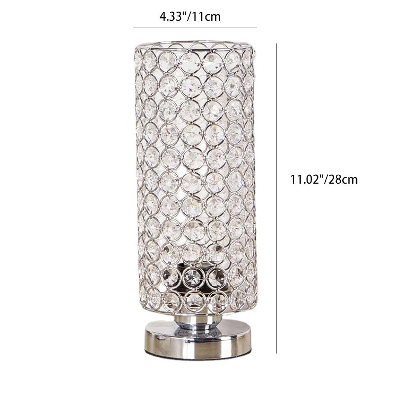Modern Simplicity Cylinder Iron Crystal 1-Light Table Lamp for Living Room, Contemporary Style Desk Lighting, Minimalist Home Decor, Elegant Accent Lamp for Bedroom and Office, Industrial Design Table Lamp with Crystal Base, Stylish Lighting Fixture, Uniq