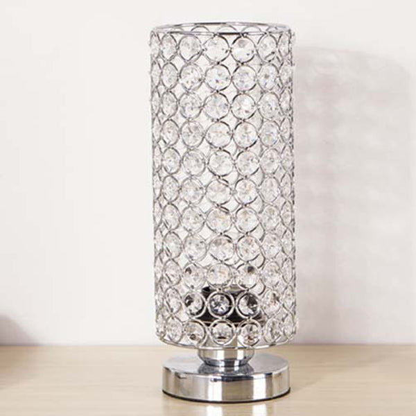 Modern Simplicity Cylinder Iron Crystal 1-Light Table Lamp for Living Room, Contemporary Style Desk Lighting, Minimalist Home Decor, Elegant Accent Lamp for Bedroom and Office, Industrial Design Table Lamp with Crystal Base, Stylish Lighting Fixture, Uniq