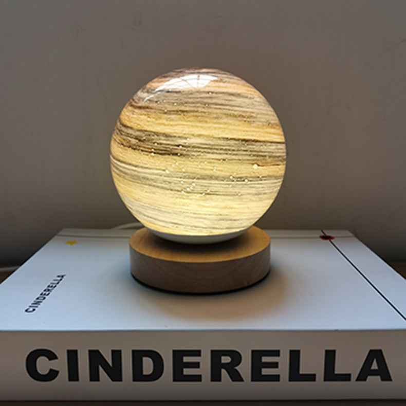 Contemporary Creative Globe Wood Glass LED Table Lamp for Living Room, Modern Nightstand Lighting, Stylish Home Decor, Energy-Efficient Brightness, Unique Design, Decorative Accent Light for Bedroom, Elegant Table Lighting Fixture, Trendy Living Room Tabl