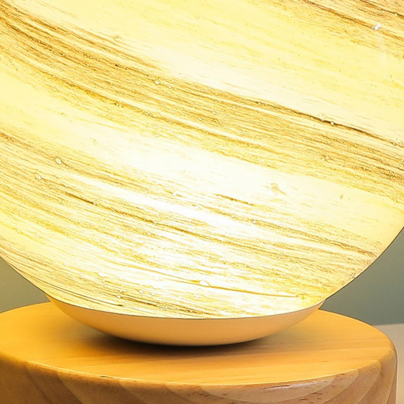 Contemporary Creative Globe Wood Glass LED Table Lamp for Living Room, Modern Nightstand Lighting, Stylish Home Decor, Energy-Efficient Brightness, Unique Design, Decorative Accent Light for Bedroom, Elegant Table Lighting Fixture, Trendy Living Room Tabl