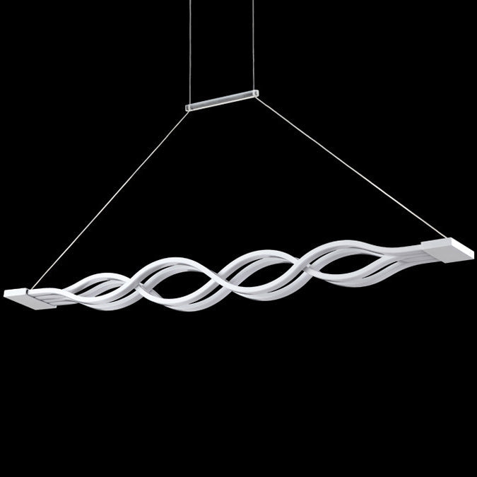 Modern Minimalist Double Loop Wave LED Chandelier - Aluminum Hardware for Dining Room