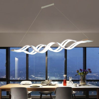 Modern Minimalist Double Loop Wave LED Chandelier - Aluminum Hardware for Dining Room