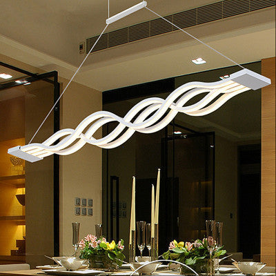 Modern Minimalist Double Loop Wave LED Chandelier - Aluminum Hardware for Dining Room