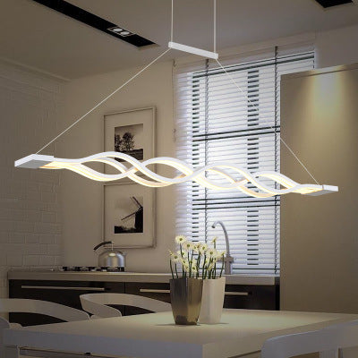 Modern Minimalist Double Loop Wave LED Chandelier - Aluminum Hardware for Dining Room