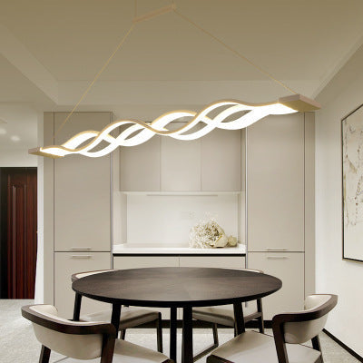 Modern Minimalist Double Loop Wave LED Chandelier - Aluminum Hardware for Dining Room