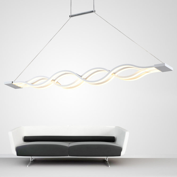 Modern Minimalist Double Loop Wave LED Chandelier - Aluminum Hardware for Dining Room